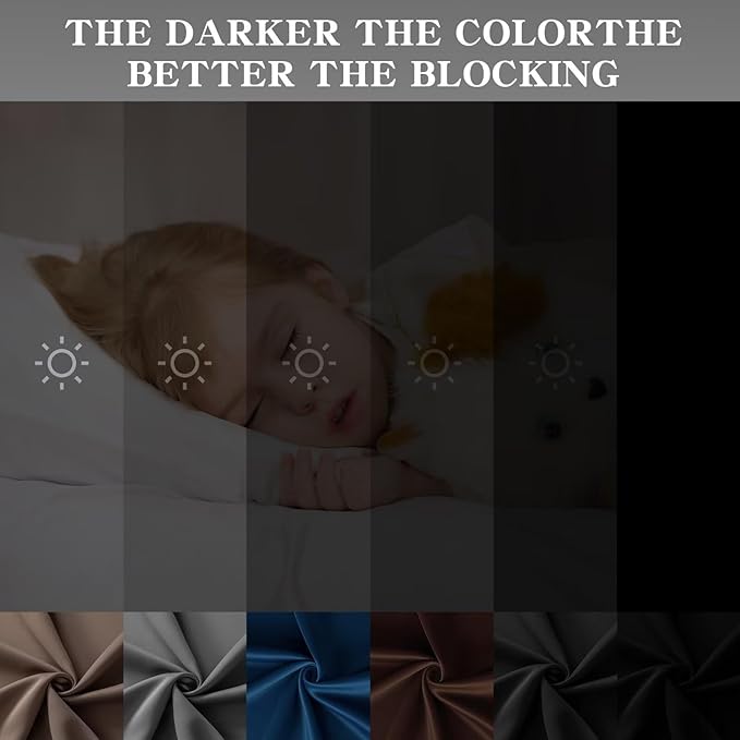 Blackout Curtains 90 Inch Length for Bedroom, Thermal Insulated Blackout Curtains 2 Panels Set, Solid Grommet Privacy Room Darkening Drapes for Living Room Windows(W52 x L90, Khaki)