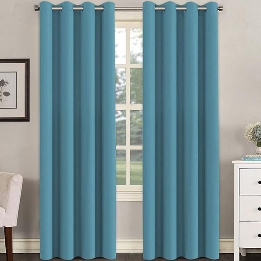 H.VERSAILTEX Premium Blackout Thermal Insulated Room Darkening Curtains for Bedroom/Living Room - Classic Grommet Top (2 Panels, Storm Blue, 52 Inch by 96 Inch)