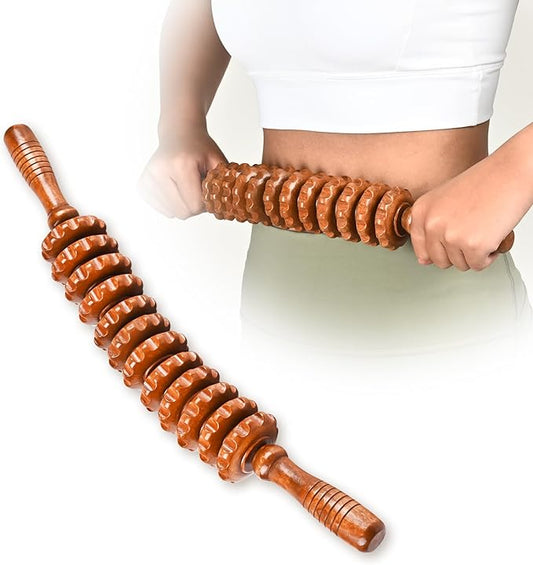Wood Therapy Massage Tools, Wooden Massage Roller Stick, Lymphatic Drainage Tool, Curved Wood Muscle Massage Roller Used to Relieve Muscle Soreness and Body Shaping