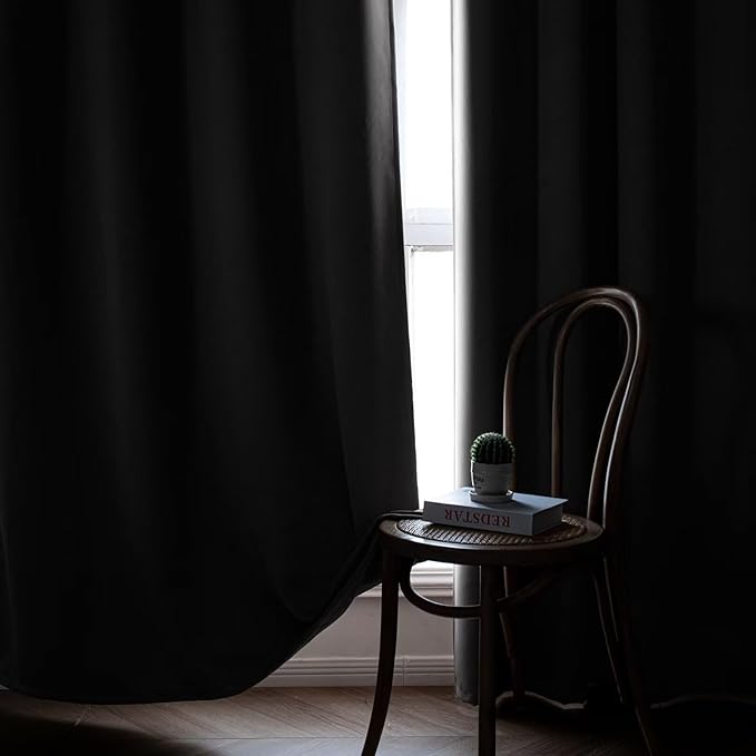 Blackout Curtains 90 Inch Length for Bedroom, Thermal Insulated Blackout Curtains 2 Panels Set, Solid Grommet Privacy Room Darkening Drapes for Living Room Windows(W52 x L90, Light Grey)