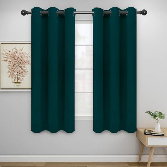 Easy-Going Blackout Curtains for Bedroom, Solid Thermal Insulated Grommet and Noise Reduction Window Drapes, Room Darkening Curtains for Living Room, 2 Panels(46x63 in, Deep Teal)