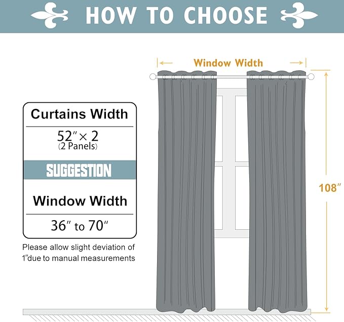 ChrisDowa Blackout Curtains 108 Inches Long 2 Panels Set for Living Room, Grommet Thermal Insulated Room Darkening Curtains for Bedroom (Navy Blue, 52 x 108 Inch)