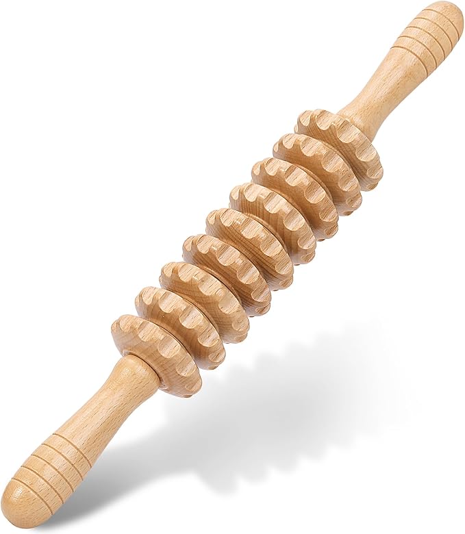 Wood Massage Roller Wood Therapy Massage Tools Body Roller Cellulite Roller Deep Tissue Muscle Roller Wooden Massager for Lymphatic Drainage, Maderoterapia, Muscle Pain Relief(Straight)