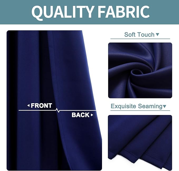 ChrisDowa Blackout Curtains 108 Inches Long 2 Panels Set for Living Room, Grommet Thermal Insulated Room Darkening Curtains for Bedroom (Navy Blue, 52 x 108 Inch)