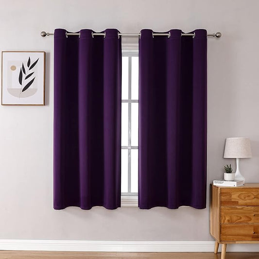 ChrisDowa Grommet Blackout Curtains for Bedroom and Living Room - 2 Panels Set Thermal Insulated Room Darkening Curtains (Royal Purple, 38W x 54L)