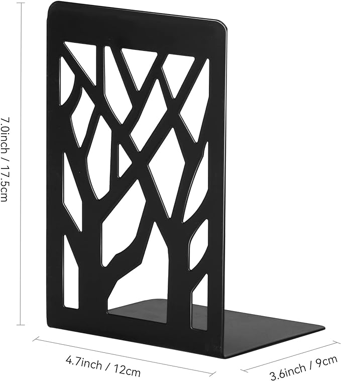 Metal Bookends Black 6 Pair - Heavy Duty Book Stoppers for Shelves - Decorative Book Ends