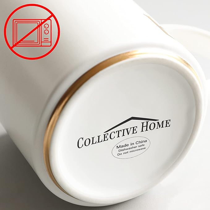 COLLECTIVE HOME - Monogram Ceramic Mugs, 15 oz Golden Initial Coffee Cups, Elegant Alphabet Tea Mugs, Elegant Personalized Mug with Gift Box, Luxurious Cups for Office and Home (c)