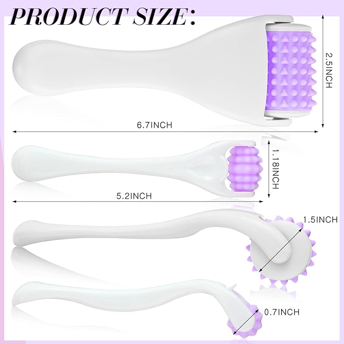 Tondiamo 2 Pcs Muscle Roller Stick Fascia Body Cellulite Face Massage Manual Tools for Muscles Relief Neck Arm Back Leg Deep Trigger Points Release (Purple), 1.0 Count