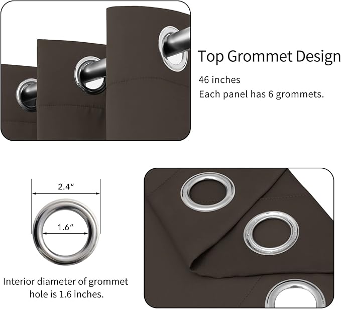 Easy-Going Blackout Curtains for Bedroom, Solid Thermal Insulated Grommet and Noise Reduction Window Drapes, Room Darkening Curtains for Living Room, 2 Panels(46x63 in, Taupe)