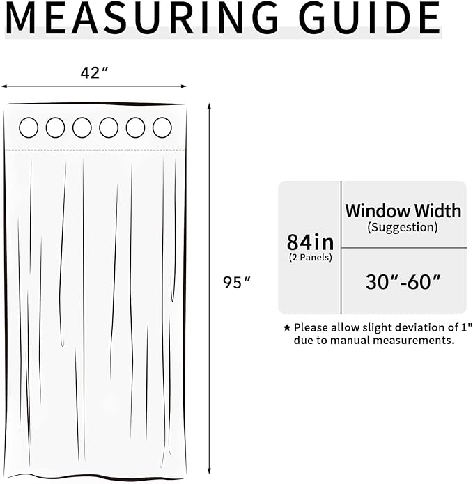 Easy-Going Blackout Curtains for Bedroom, Solid Thermal Insulated Grommet and Noise Reduction Window Drapes, Room Darkening Curtains for Living Room, 2 Panels (42x95 in, Greyish White)