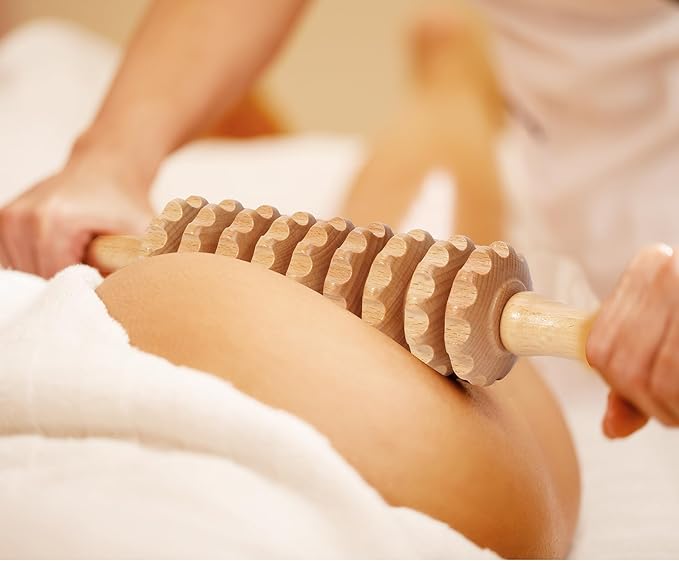 Wood Massage Roller Wood Therapy Massage Tools Body Roller Cellulite Roller Deep Tissue Muscle Roller Wooden Massager for Lymphatic Drainage, Maderoterapia, Muscle Pain Relief(Straight)