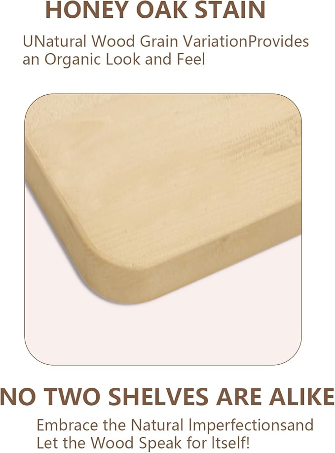 Solid Wood Floating Shelves Set of 2 - Natural, Warp & Crack Resistant 23.62 Inch Wall Shelf with Invisible Brackets Thicker, More Durable for Bathroom, Bedroom, Kitchen, Living Room (Wood, 23.62)