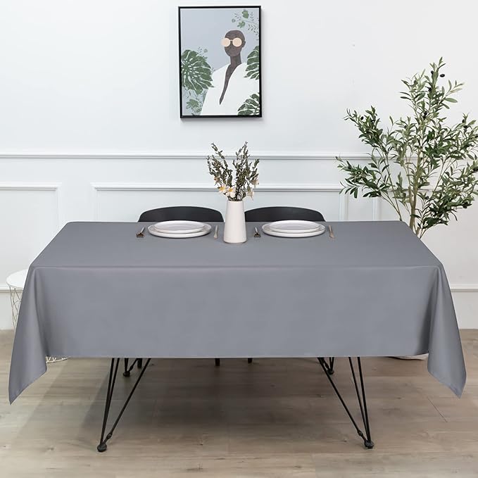 sancua Rectangle Tablecloth - 54 x 78 Inch - Stain and Wrinkle Resistant Washable Polyester Table Cloth, Decorative Fabric Table Cover for Dining Tables, Buffet Parties and Camping, Light Grey