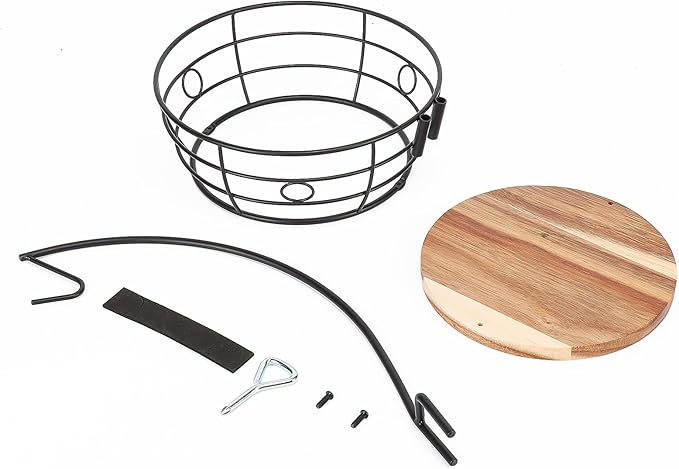 Livabber Countertop Fruit Basket Bowl with Banana Hanger, Modern Standing Fruit Vegetable Bowl Storage, with Banana Tree Holder for Kitchen Dinning Table (Round Wood, Black)