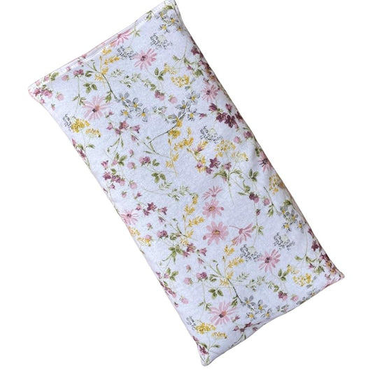 Large Microwave Heating Pad with Flax Seed, Scented or Unscented, Good For Back Pain or Cramps, Moist Heat Therapy or Ice Pack, Microwavable Bean Bag, 6" x 12" (Flannel Floral, Peppermint & Chamomile)