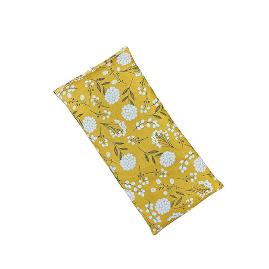 Large Microwave Heating Pad with Flax Seed, Scented or Unscented, Good For Back Pain or Cramps, Moist Heat Therapy or Ice Pack, Microwavable Bean Bag, 6" x 12" (Mustard Floral, Lavender & Chamomile)