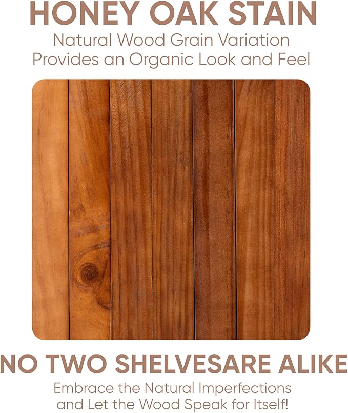 Homeforia Floating 60 inch Oak Shelves, High End Solid Real Wood 60inch Floating Shelf for Wall Mounted, Honey Oak Wooden 60in Large Floating Shelves, Heavy Duty Bracket, 60 X 6.5 X 1.75 in, Set of 2