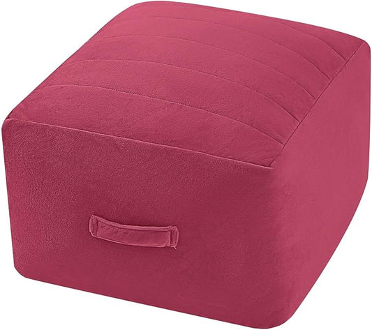 MeMoreCool Square Stuffed Pouf Ottoman Foot Rest, Floor Pouf Foot Stool with Foam Chunk Filling, Soft Stuffed Ottoman Footrest for Living Room