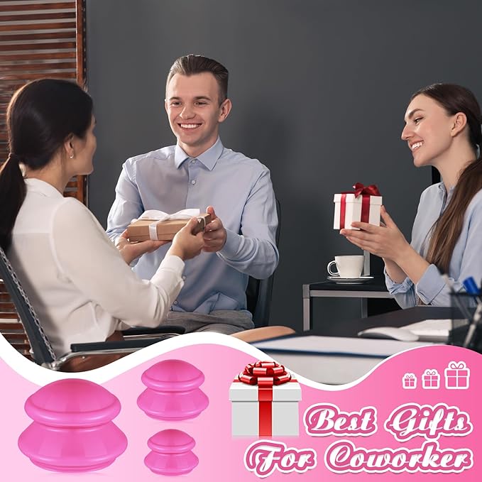 TrelaCo 6 Pcs Cupping Kit for Massage Therapy 3 Sizes Silicone Cupping Set Chinese Massage Therapy for Studio Household Cellulite Joint Pain Muscle Pain(Hot Pink)