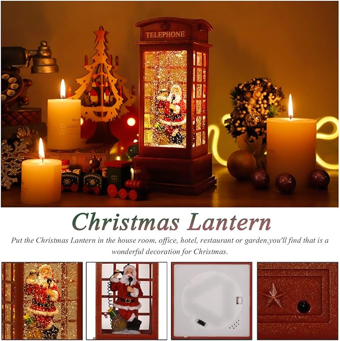 House & Garden Decoration,Christmas Lantern with 8 Pieces of Music,Sparkling Crystal Keep Circling Around The Snowman Families Music Box as a (Old Man)