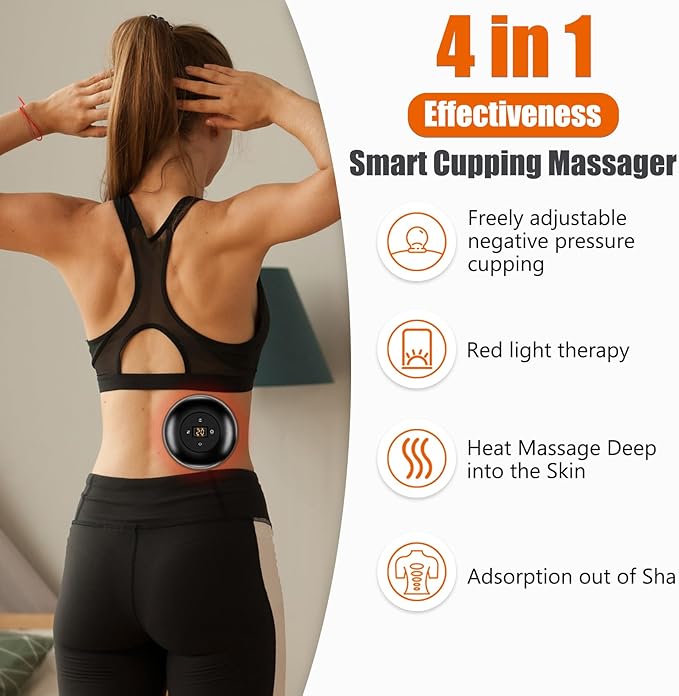 Smart Cupping Therapy Massager 2 Set, 4 in 1 Electric Cupping Massager Device, Smart Cupper Relieves Muscle Soreness, Improves Blood Circulation and Speeds Up Recovery After Exercise (Black)