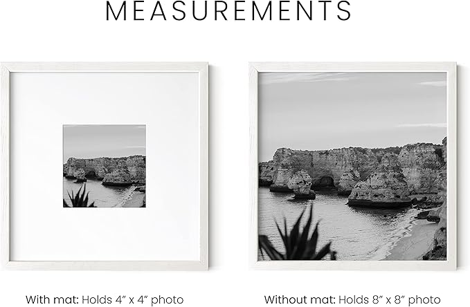 HAUS AND HUES Square Picture Frames - 8x8 Set of 25, Wooden Frames with Mat, White Oak Finish