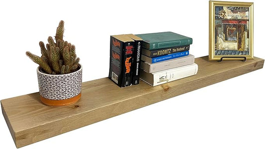 joelsantiques 60 Inch Wooden Floating Shelves for Wall - 60x6x2 in - Made of Natural Wood - Rustic Wall Shelves for Bedroom - Perfect for Living Room, Kitchen - Natural