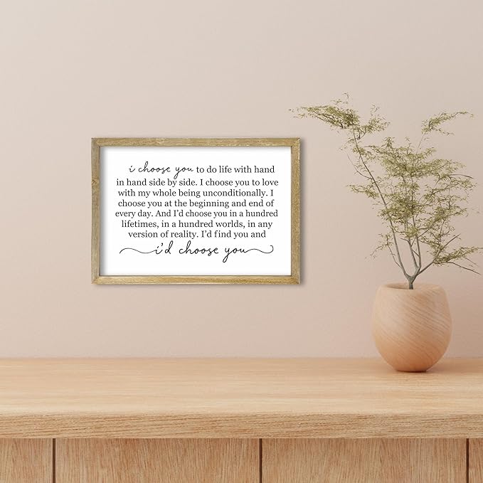 I Choose You To Do Life Sign Wall Decor 16X11 I Love You InchRomantic Marriage Art Wooden Framed Wall Hanging (Wood)