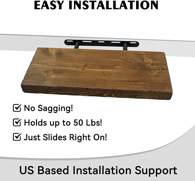 BGMG Floating Shelves 16 inch Long, Distressed,Wide Rustic Wooden Wall Shelves for Bathroom Living Room Bedroom Kitchen Farmhouse Set of 2-16x6.7x1.25 inch-Distressed Walnut