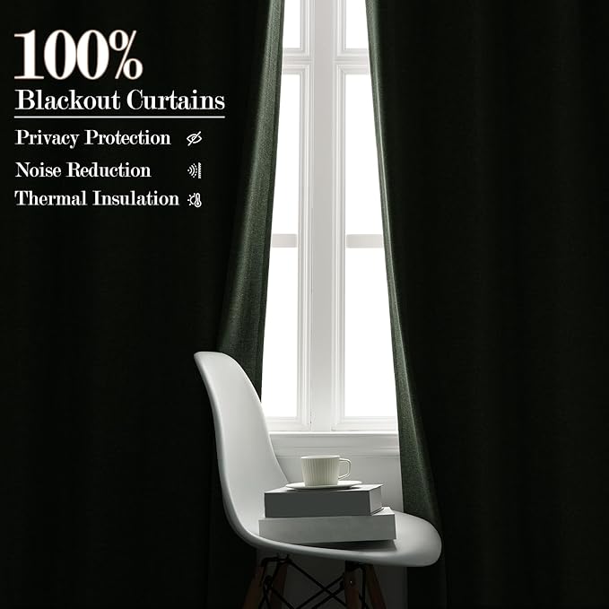 100" W x 84" L Faux Linen Room Divider Curtains, Full Blackout Pinch Pleated Drapes for Traverse Rod, Bedroom Divider Privacy Drapery with Hooks for Ceiling Track, 1 Panel, Fog Green