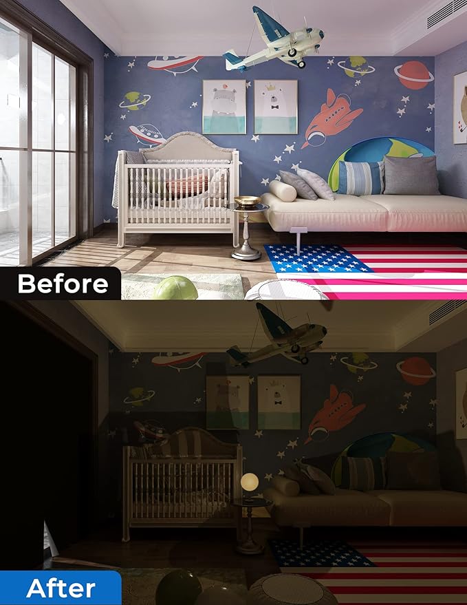 Sumobaby Blackout Curtains for Bedroom 96"x70"Portable Black Out Window Cover with Heat-Resistant Hook&Loop Tape,100% Blackout Shades No Drill Blinds for Windows DIY Cut Fit for Nursery,TV Room(Black)
