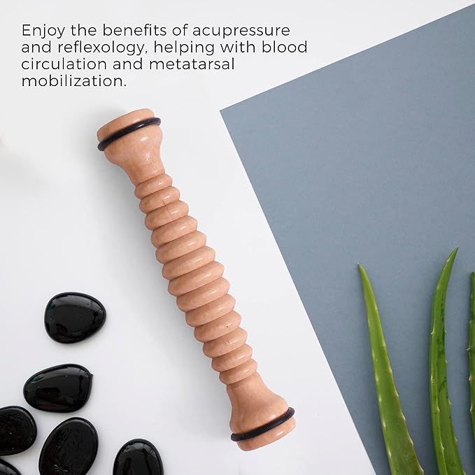 TOFL - Wooden Foot Massager - Natural Acupressure Reflexology Massage Roller for Relaxation and Stress Relief