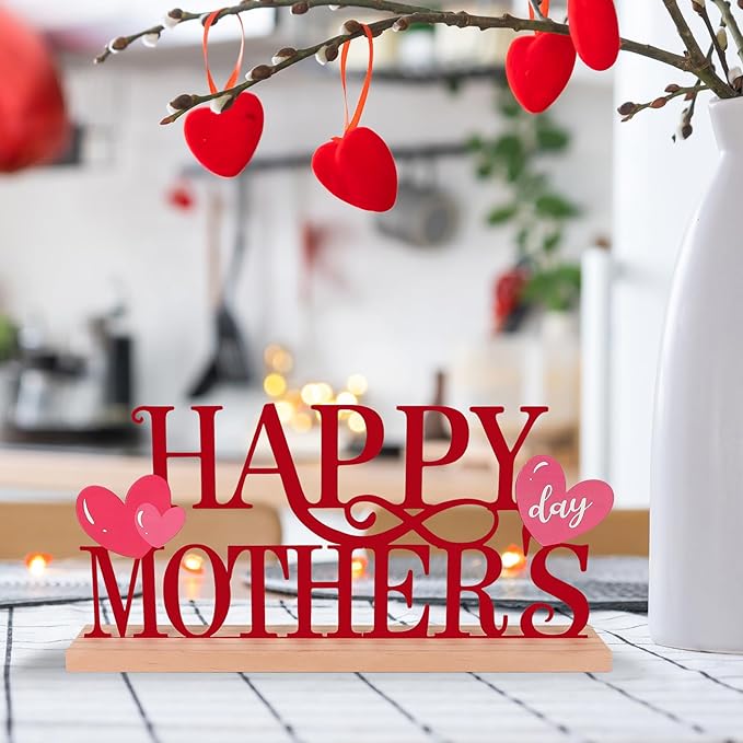 COCHIE Metal Happy Mother's Day Sign, Mothers Day Decorations for Home, Shelf, Mantel, Indoor, Mothers Day Gifts for Mom from Daughter Son, Mother Day Table Top Party Decoration (Mother's Day)