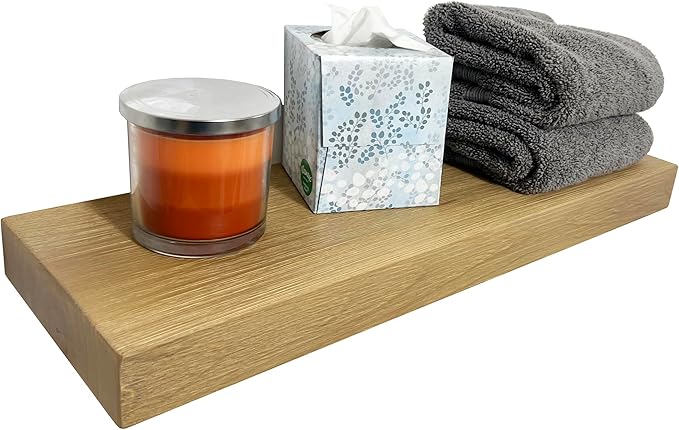joelsantiques 24 Inch Wooden Floating Shelves for Wall - 24x8x2 in - Made of Natural Wood - Short Heavy Duty Rustic Wall Shelves for Bedroom - Perfect for Living Room, Kitchen - Beige