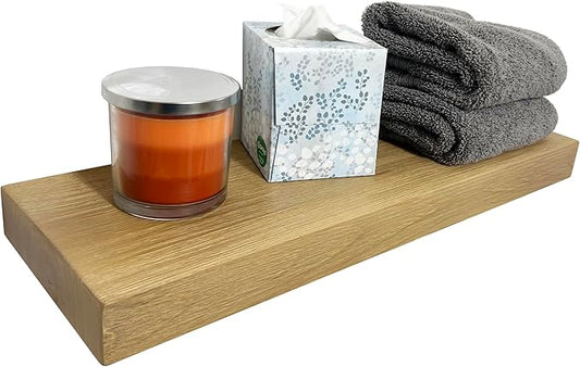 joelsantiques 24 Inch Wooden Floating Shelves for Wall - 24x8x2 in - Made of Natural Wood - Short Heavy Duty Rustic Wall Shelves for Bedroom - Perfect for Living Room, Kitchen - Beige