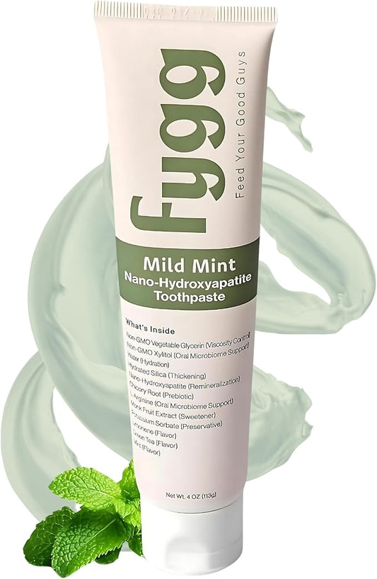 Fluoride Free Toothpaste, Nano Hydroxyapatite (Mild Mint) | Dentist Recommended - for Remineralizing, Whitening, & Sensitive Teeth - Premium Tooth Paste for Adults & Kids Oral Care (4oz)