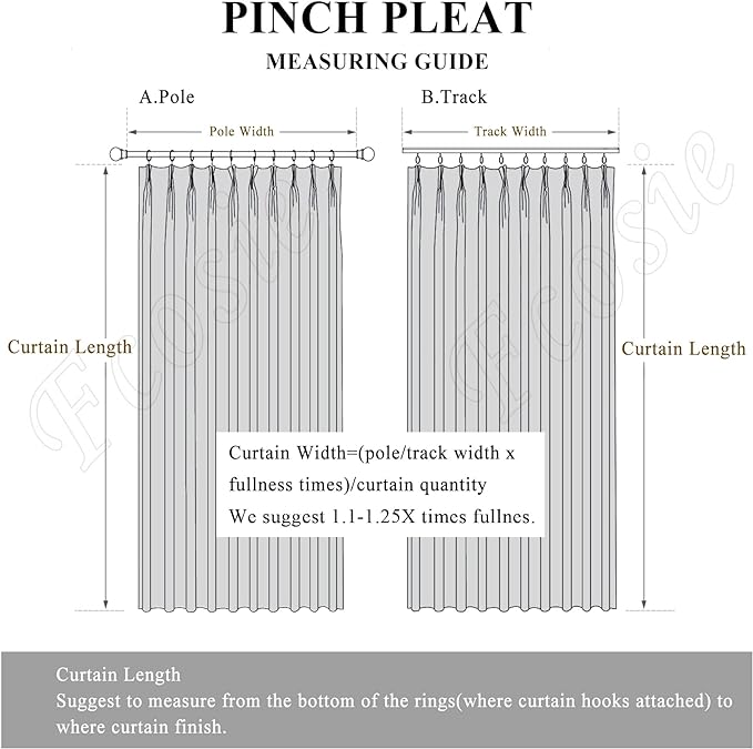 100" W x 84" L Faux Linen Room Divider Curtains, Full Blackout Pinch Pleated Drapes for Traverse Rod, Bedroom Divider Privacy Drapery with Hooks for Ceiling Track, 1 Panel, Light Khaki