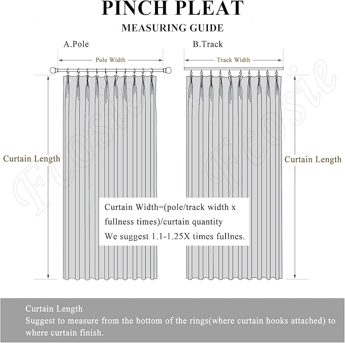 100" W x 84" L Faux Linen Room Divider Curtains, Full Blackout Pinch Pleated Drapes for Traverse Rod, Bedroom Divider Privacy Drapery with Hooks for Ceiling Track, 1 Panel, Mid Grey