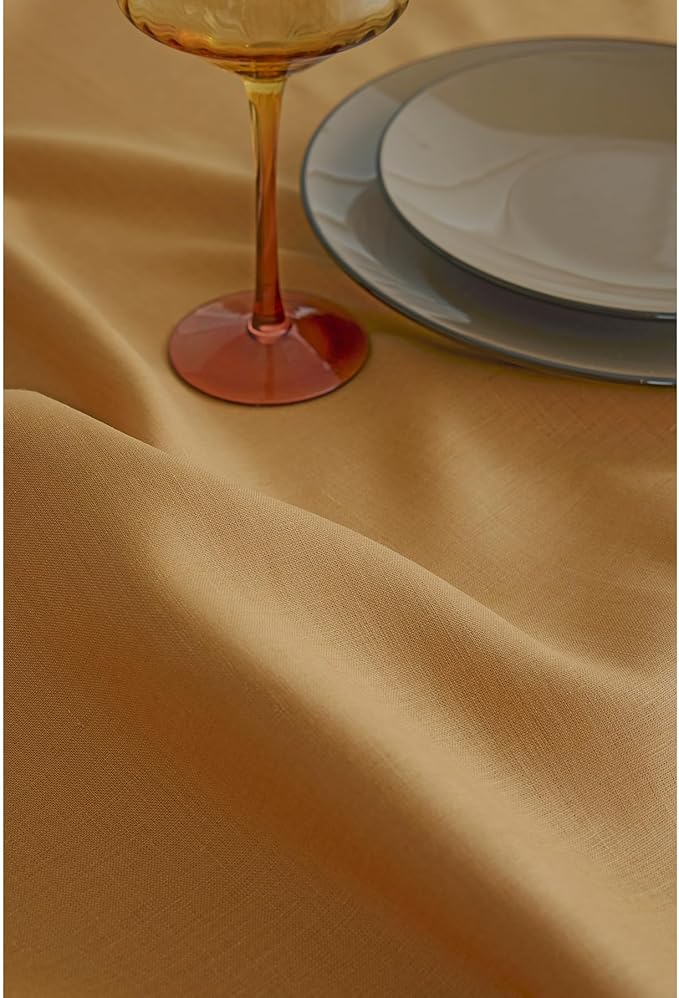 Solino Home Linen Table Runner 120 Inches Long - 100% Pure Linen Caramel Dining Table Runner 14 x 120 Inch for Fall, Autumn, Thanksgiving - Fete