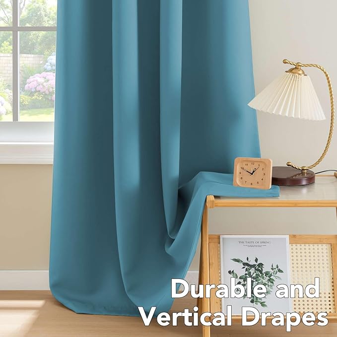 H.VERSAILTEX Premium Blackout Thermal Insulated Room Darkening Curtains for Bedroom/Living Room - Classic Grommet Top (2 Panels, Storm Blue, 52 Inch by 96 Inch)