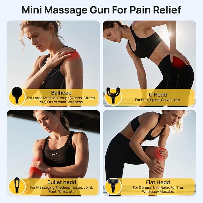 Massage Gun Mini, Electric Muscle Massager Deep Tissue, Compact Travel Size Handheld Percussion Massage Gun for Back, Shoulders, Full Body Recovery and Pain Relief, Birthday Gifts for Men Women