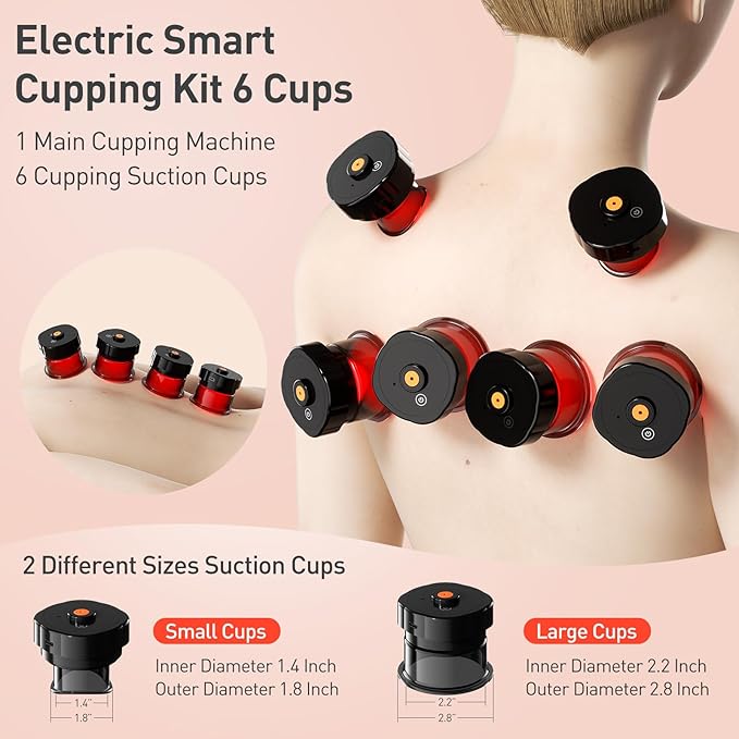 UBALANCE Smart Cupping Therapy Set - Cellulite Massager with 6 Massage Cups, Portable Electric Device for Enhanced Blood Circulation, Reduced Cellulite, and Muscle Soreness Relief(Black)