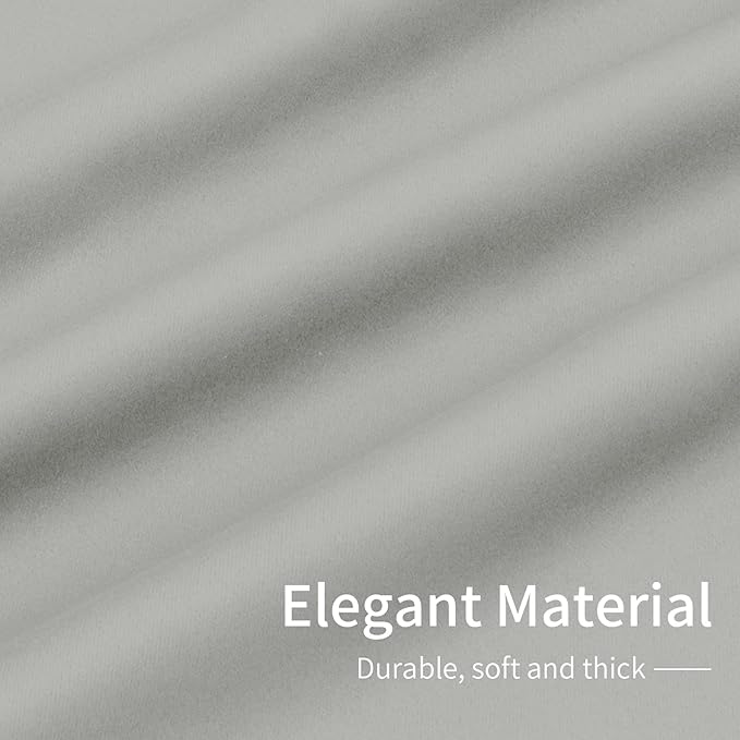 Easy-Going Blackout Curtains for Bedroom, Solid Thermal Insulated Grommet and Noise Reduction Window Drapes, Room Darkening Curtains for Living Room, 2 Panels (42x95 in, Greyish White)