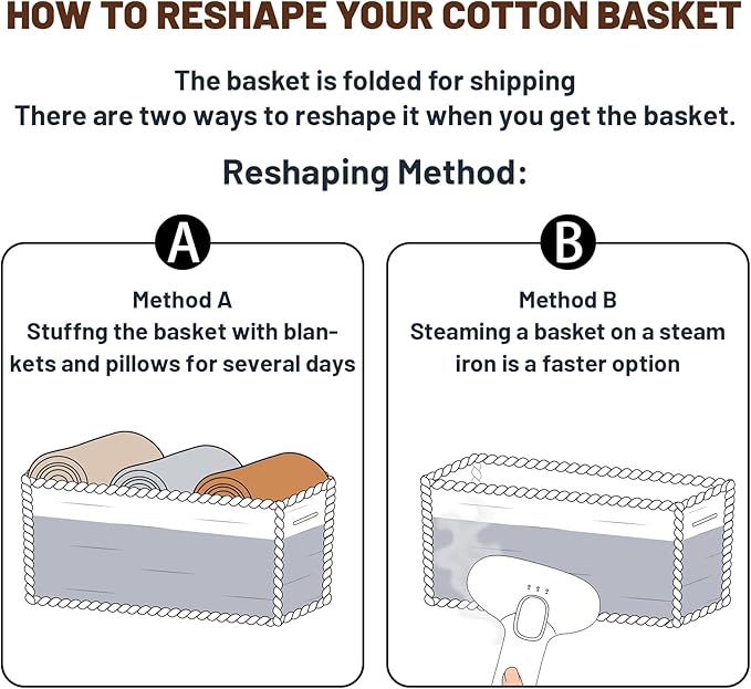 Large Shallow Organizing Baskets 15x11x5.1 Inches - Rope Woven Storage Bins for Bathroom, Shelves, Cube Closet, White Mixed Brown 2 Packs