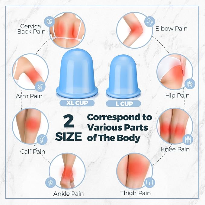 TrelaCo 12 Pcs 2 Size Cupping Therapy Set Silicone Anti Cellulite Cupping Kit for Massage Therapy Cupping Therapy Set Vacuum Suction Cup for Arthritis Relief, Pain Reduction Adults Home Use(Blue)