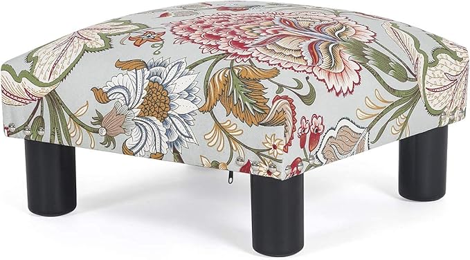Joveco Small Foot Rest Stool Ottoman, 15" Fabric Square Footstool Upholstered Footrest for Chair, Under Desk, Office, Living Room, Boho Floral