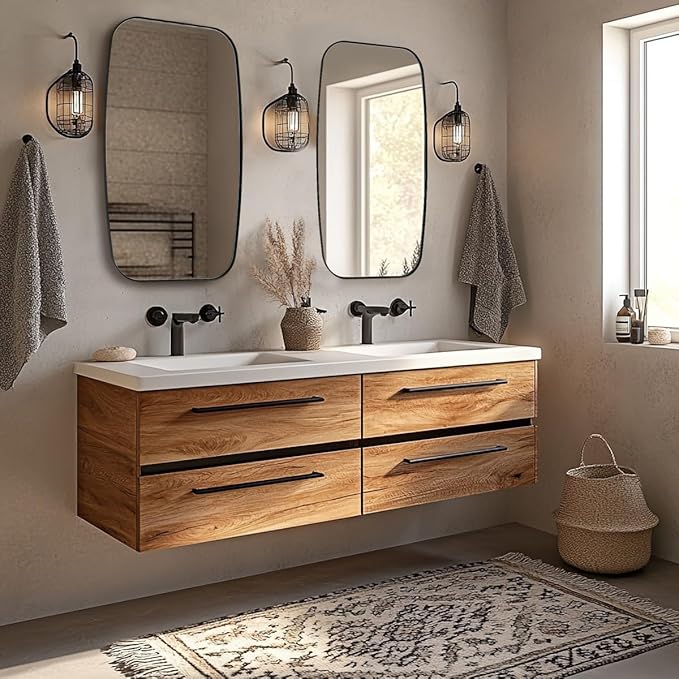 ANDY STAR Black Oval Mirrors for Bathroom, Large 24x36’’ Matte Black Metal Framed Oblong Wall Mirror, Modern Black Vanity Mirror in Stainless Steel Frame Wall Mount Horizontal or Vertical
