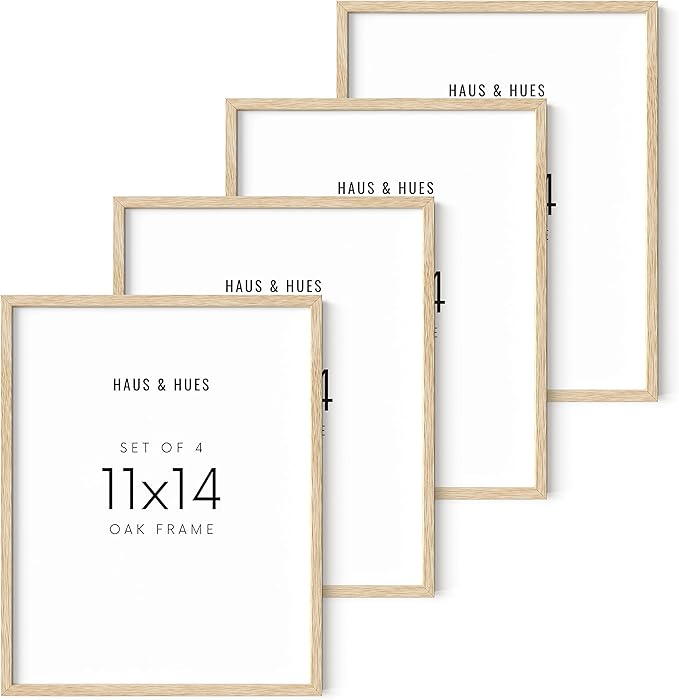 HAUS AND HUES Beige Oak Wood 11x14 Picture Frame, Set of 4, Natural Finish