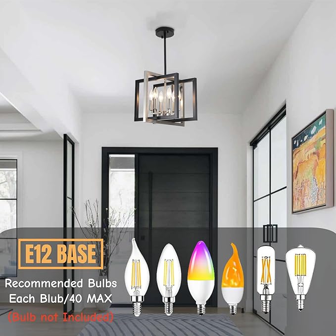 ANKYLHUA Black Nickel Chandelier,6-Lights Ceiling Light Fixture E12,Adjustable Hight Pendant Lights Kitchen Island,Chandeliers for Dining Room Bedroom,Entryway,Foyer