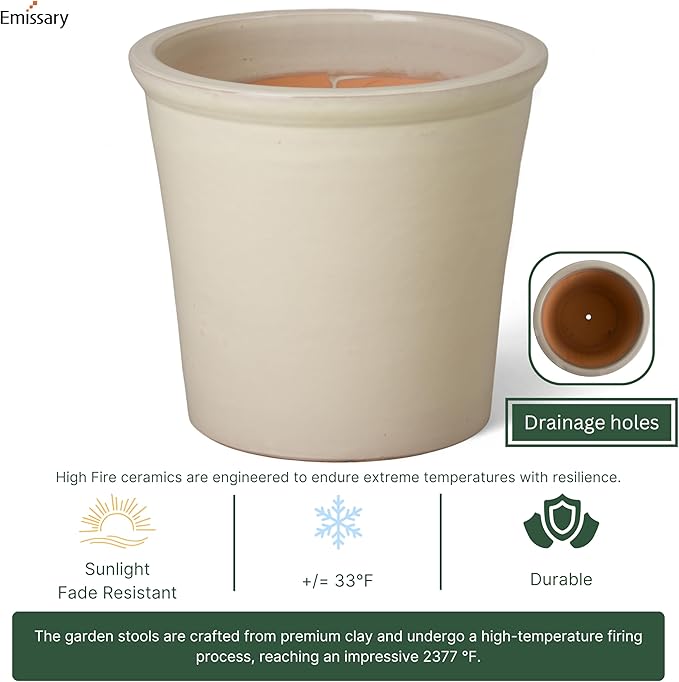 Emissary Round Stoneware Planter (Parent SKU 12012) (Cream, 16" D x 15" H)